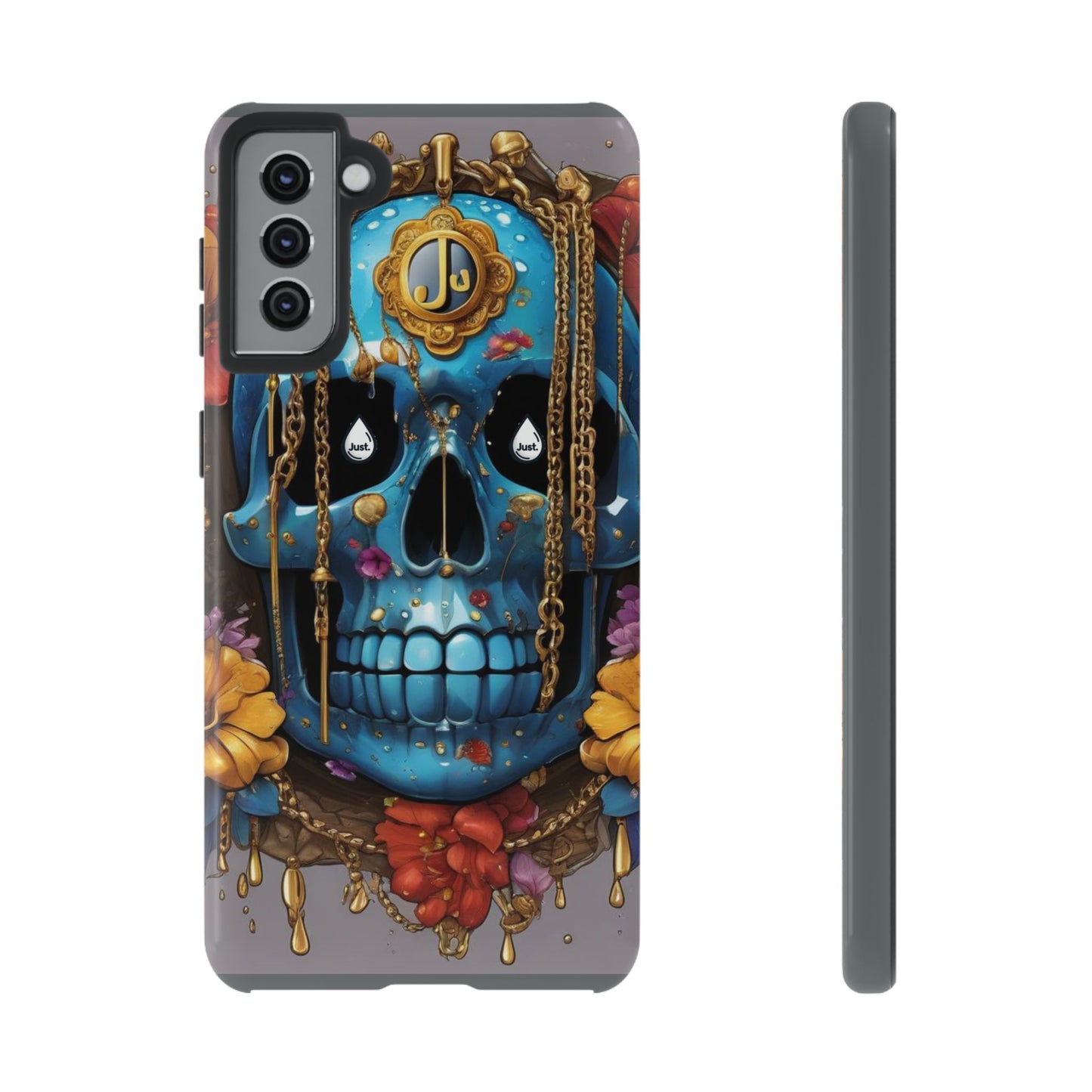 Skull with flower intergraded design by "JUST DRIP" Tough & Stylish Protective Cover/limited time only!!