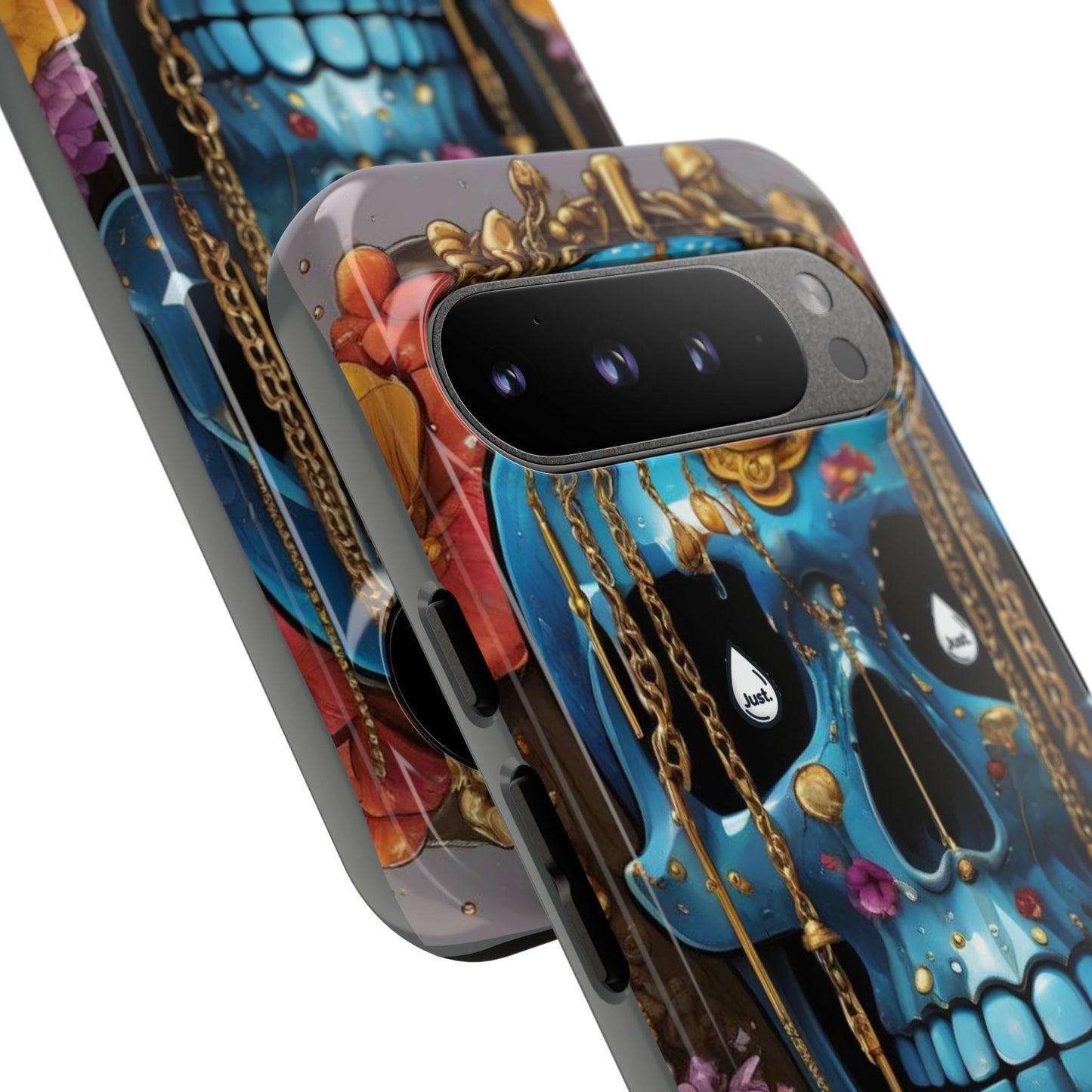 Skull with flower intergraded design by "JUST DRIP" Tough & Stylish Protective Cover/limited time only!!