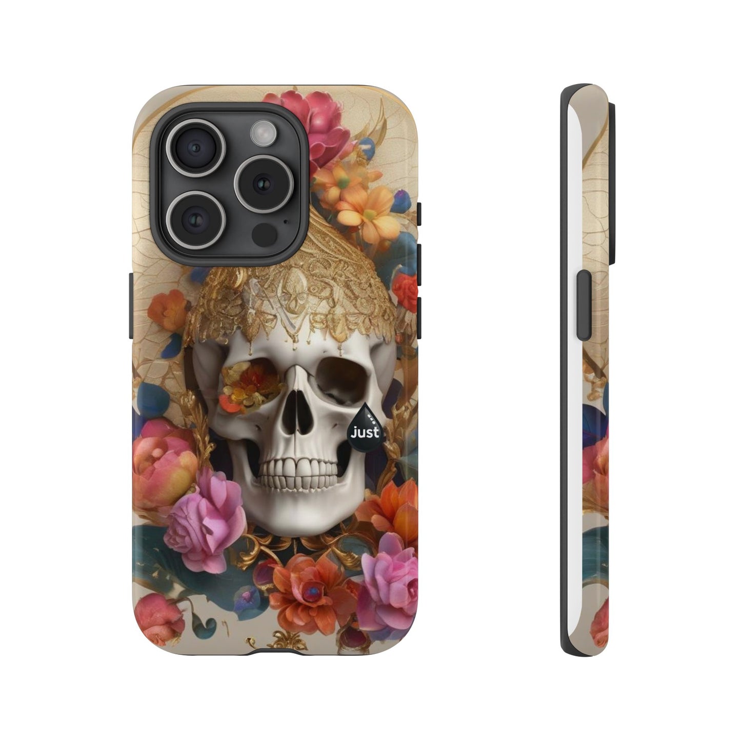 Artistic Skull Phone Case with Floral Design by "JUST DRIP" - Tough Cases(contact is we don't have you phone)