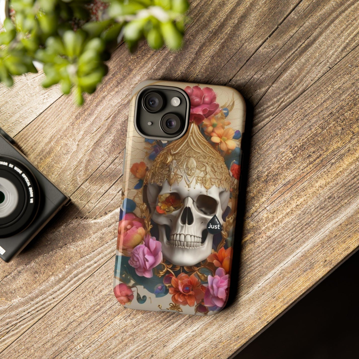 Artistic Skull Phone Case with Floral Design by "JUST DRIP" - Tough Cases(contact is we don't have you phone)