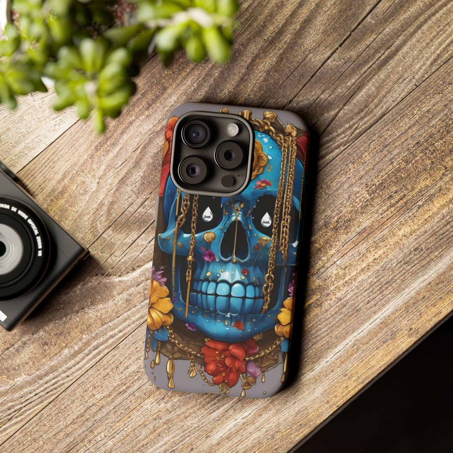Skull with flower intergraded design by "JUST DRIP" Tough & Stylish Protective Cover/limited time only!!