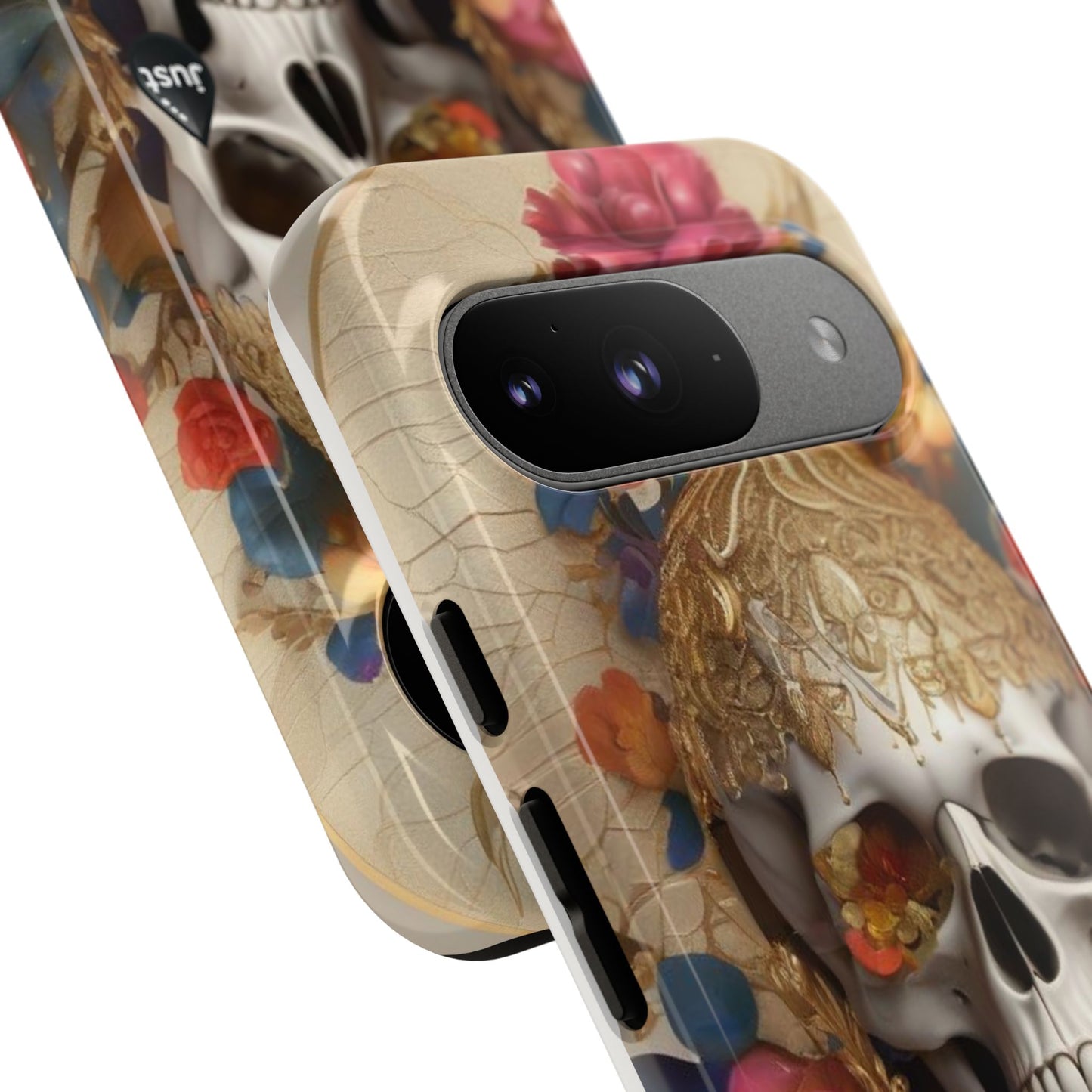 Artistic Skull Phone Case with Floral Design by "JUST DRIP" - Tough Cases(contact is we don't have you phone)