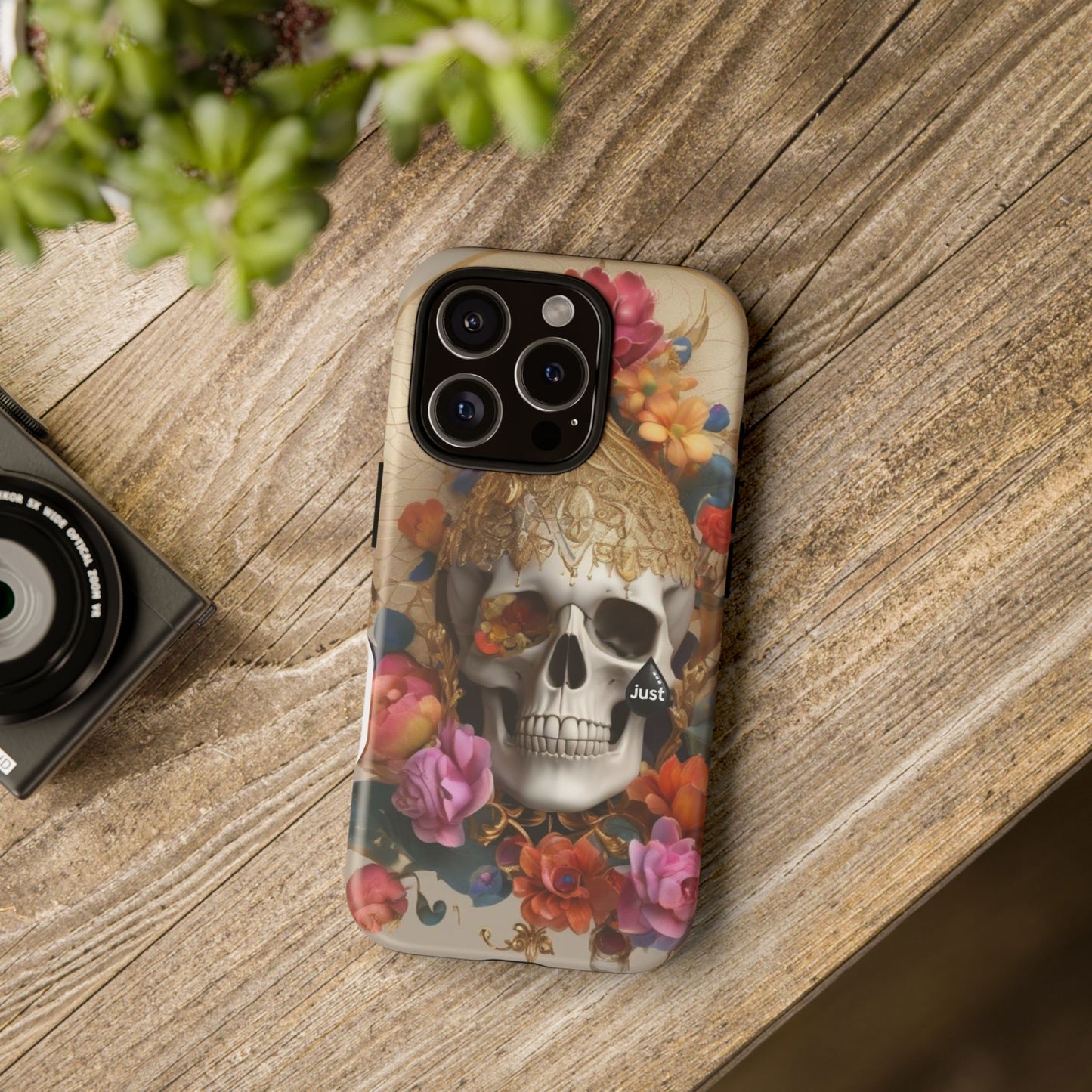 Artistic Skull Phone Case with Floral Design by "JUST DRIP" - Tough Cases(contact is we don't have you phone)