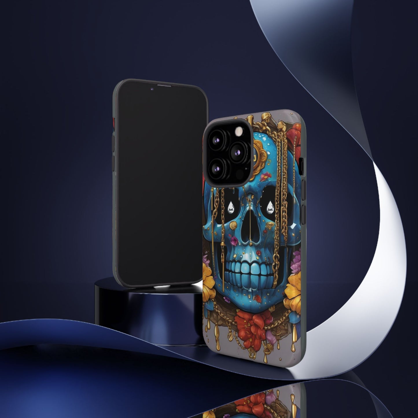 Skull with flower intergraded design by "JUST DRIP" Tough & Stylish Protective Cover/limited time only!!
