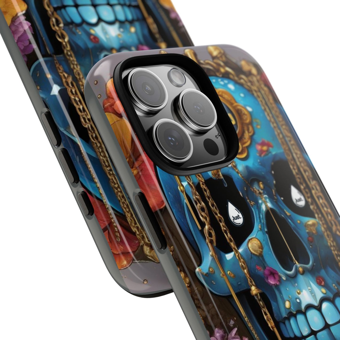 Skull with flower intergraded design by "JUST DRIP" Tough & Stylish Protective Cover/limited time only!!