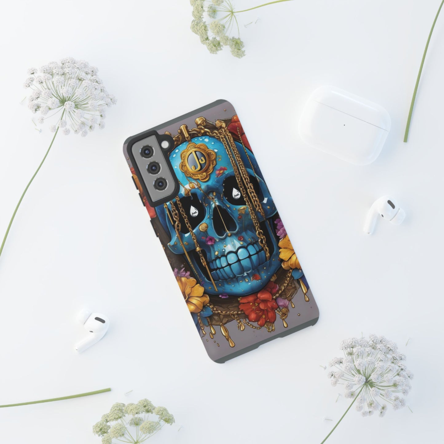 Skull with flower intergraded design by "JUST DRIP" Tough & Stylish Protective Cover/limited time only!!