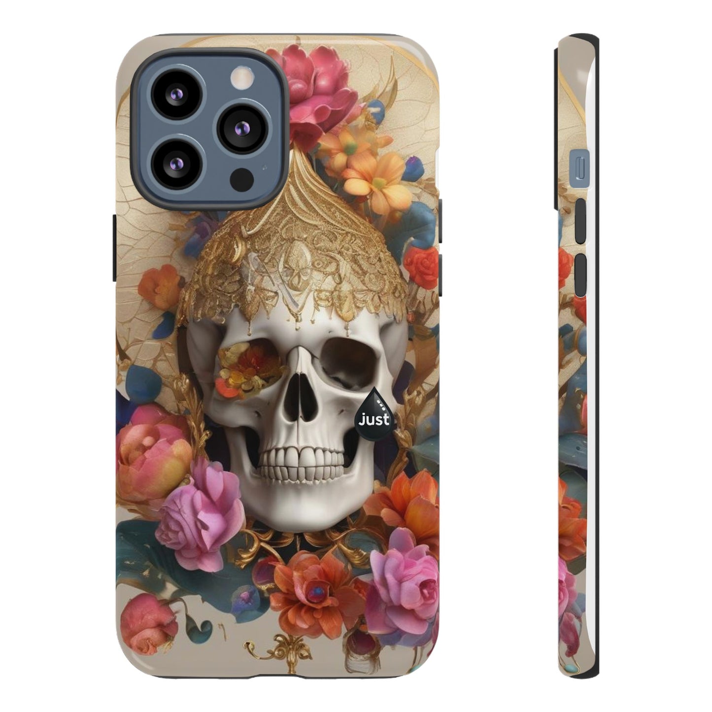 Artistic Skull Phone Case with Floral Design by "JUST DRIP" - Tough Cases(contact is we don't have you phone)