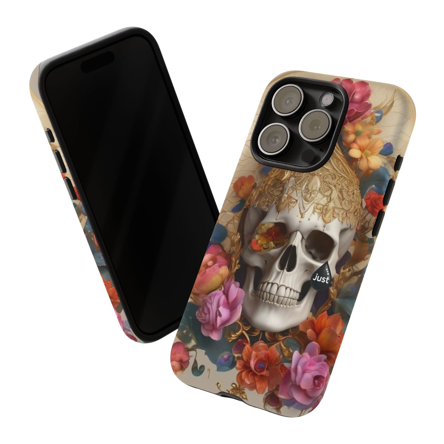 Artistic Skull Phone Case with Floral Design by "JUST DRIP" - Tough Cases(contact is we don't have you phone)