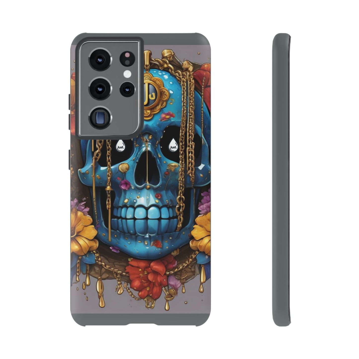 Skull with flower intergraded design by "JUST DRIP" Tough & Stylish Protective Cover/limited time only!!