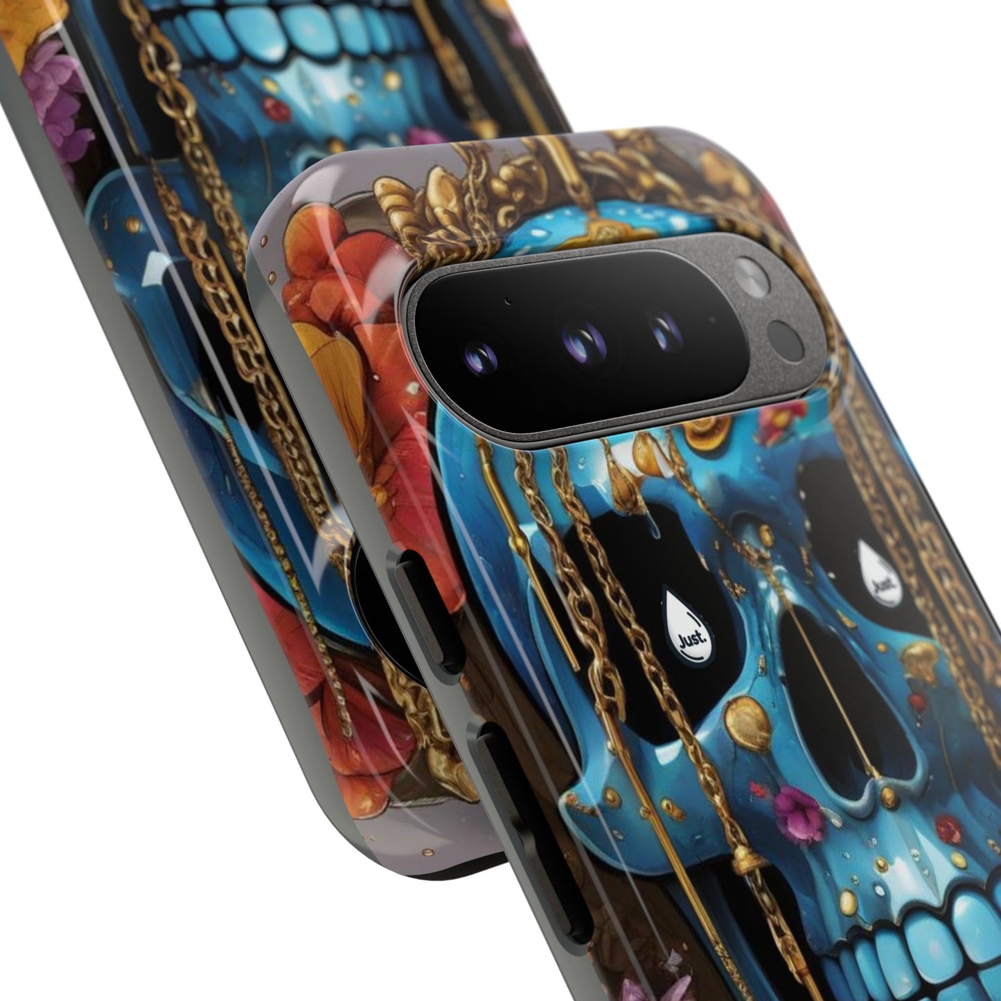 Skull with flower intergraded design by "JUST DRIP" Tough & Stylish Protective Cover/limited time only!!
