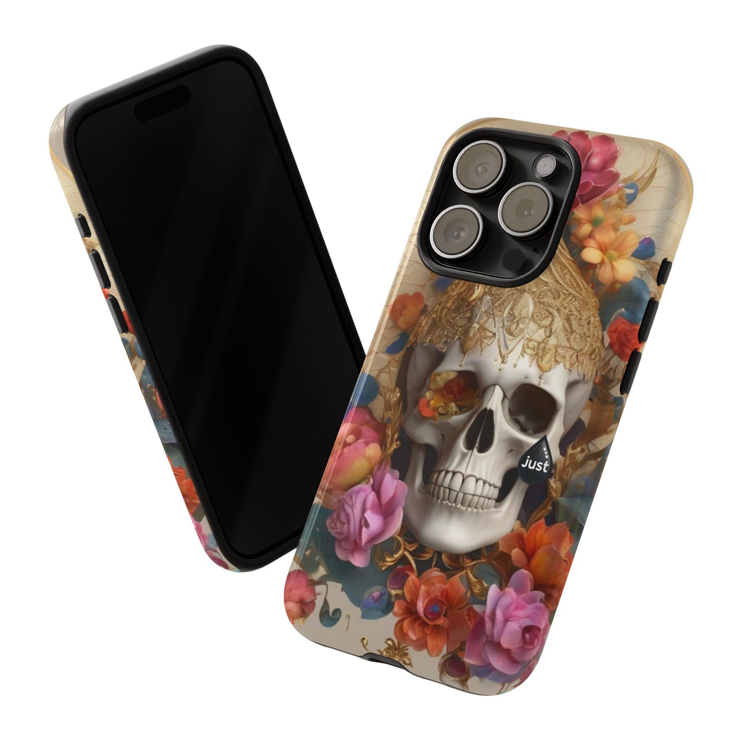 Artistic Skull Phone Case with Floral Design by "JUST DRIP" - Tough Cases(contact is we don't have you phone)