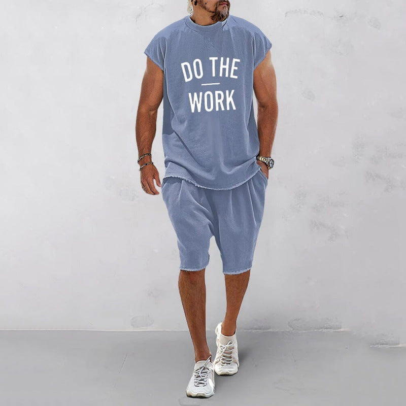American Letters 3D Printing Suit Men's Round Neck