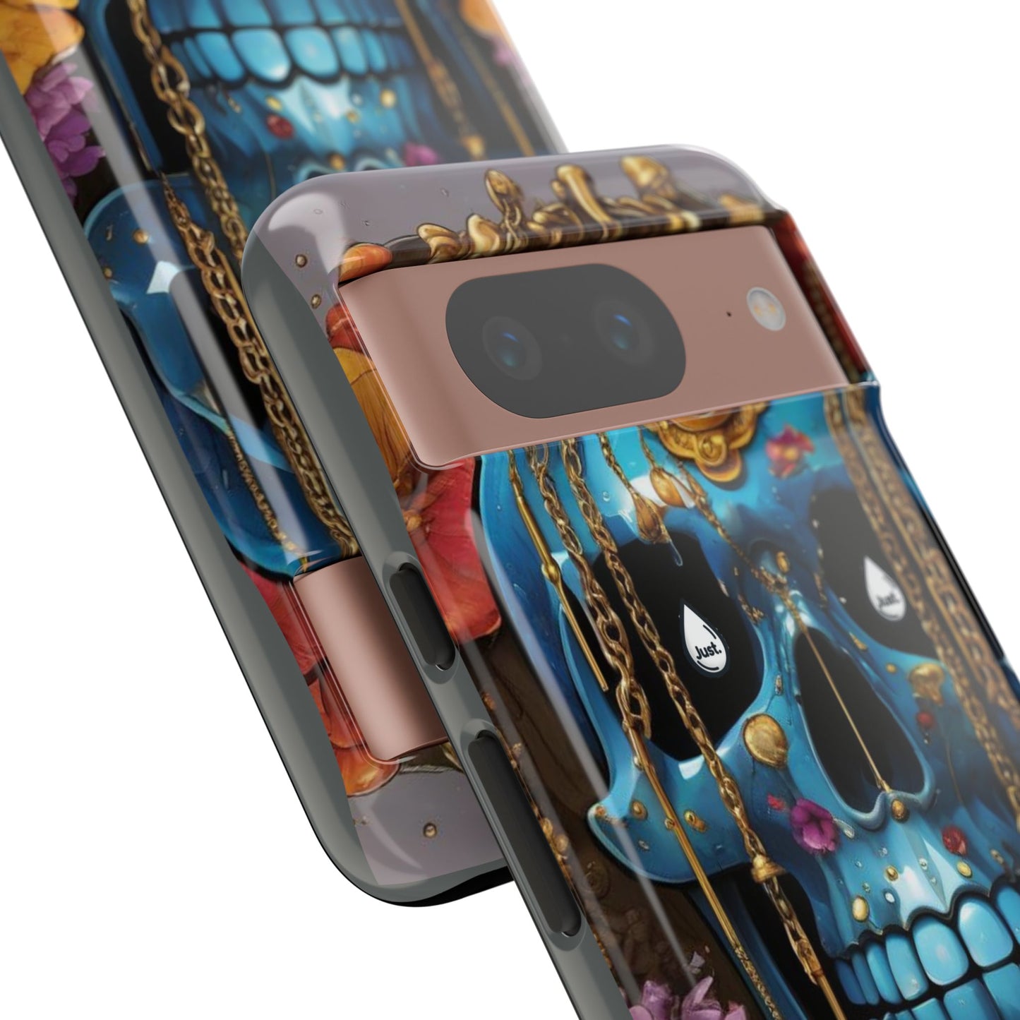 Skull with flower intergraded design by "JUST DRIP" Tough & Stylish Protective Cover/limited time only!!