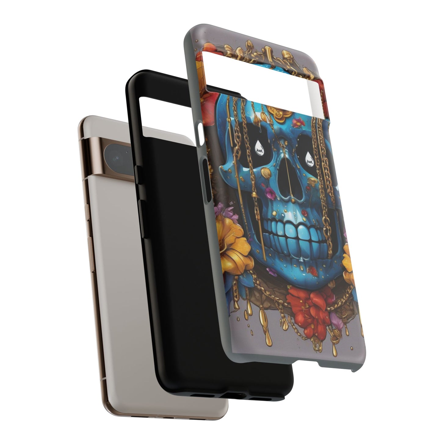 Skull with flower intergraded design by "JUST DRIP" Tough & Stylish Protective Cover/limited time only!!