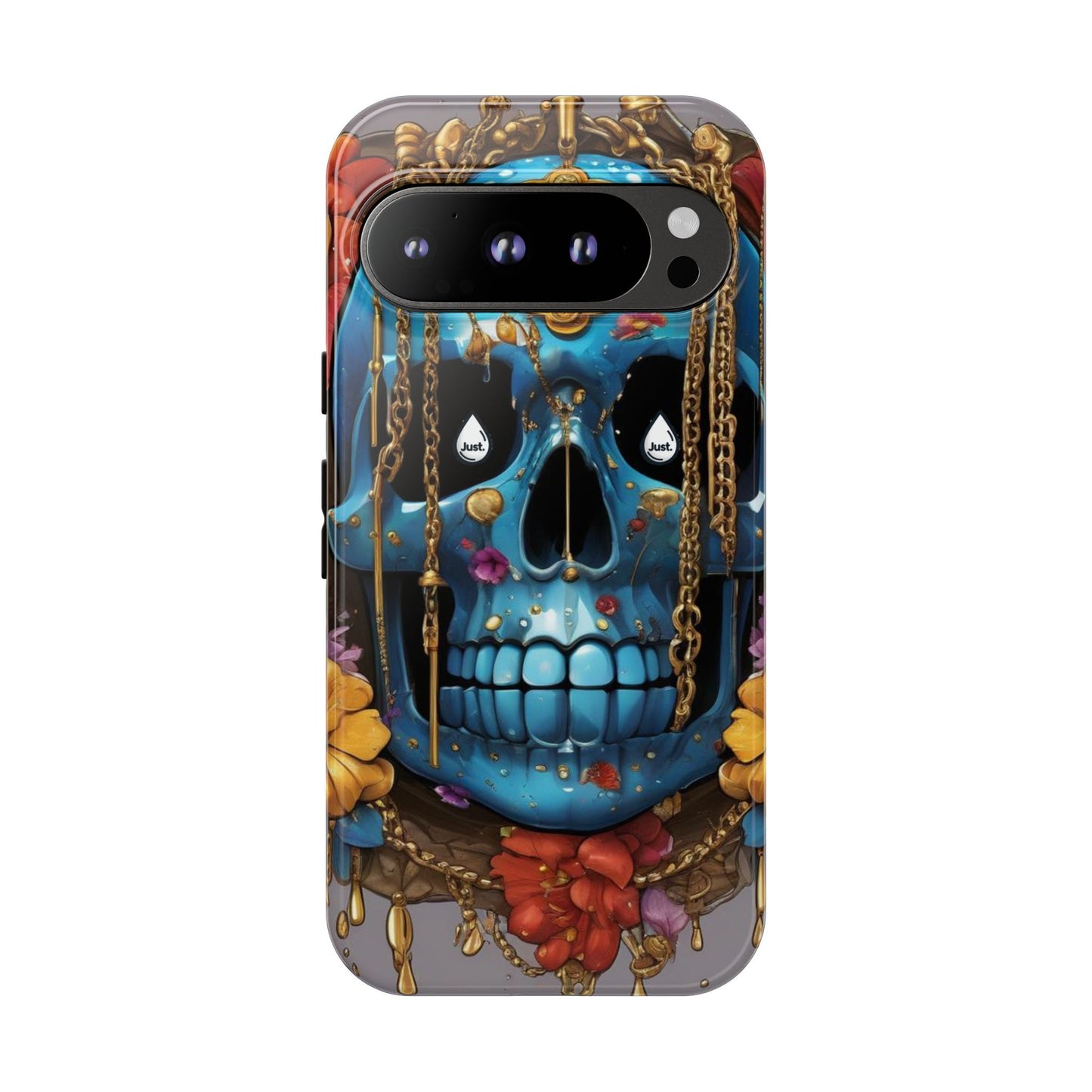 Skull with flower intergraded design by "JUST DRIP" Tough & Stylish Protective Cover/limited time only!!