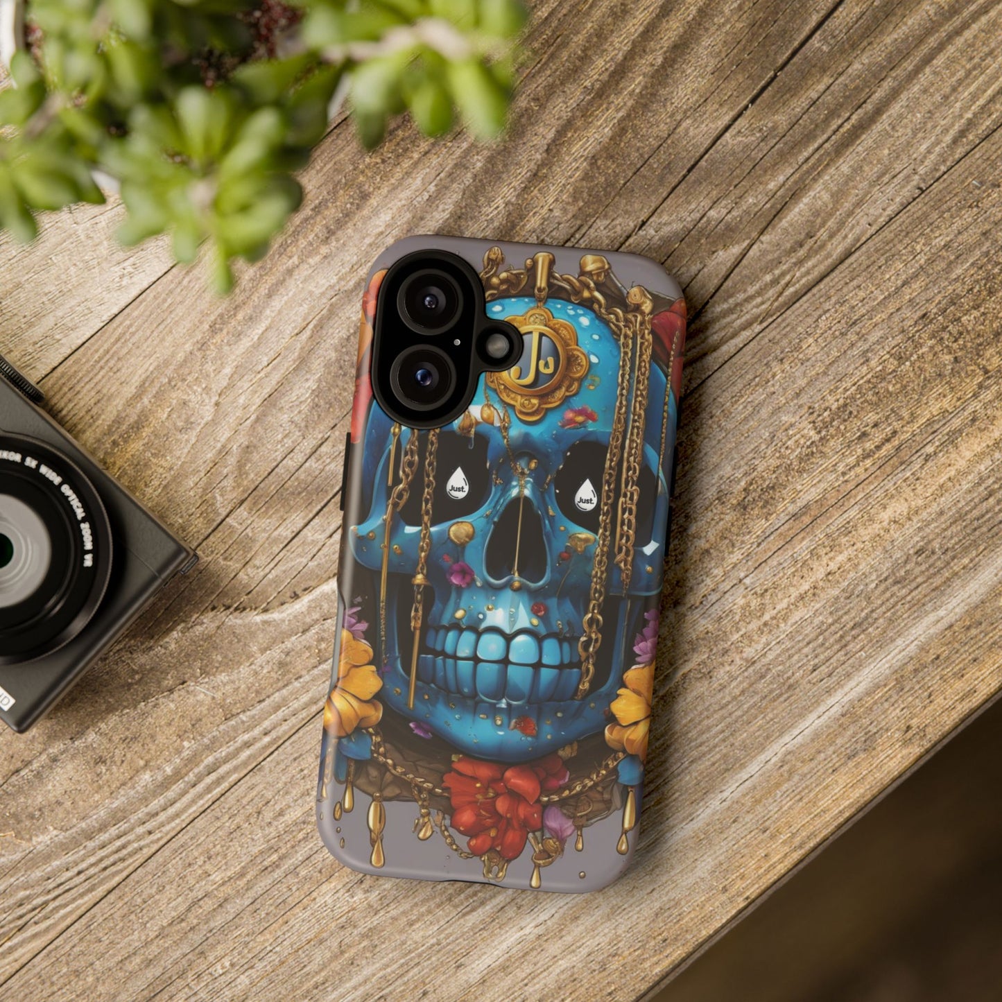 Skull with flower intergraded design by "JUST DRIP" Tough & Stylish Protective Cover/limited time only!!