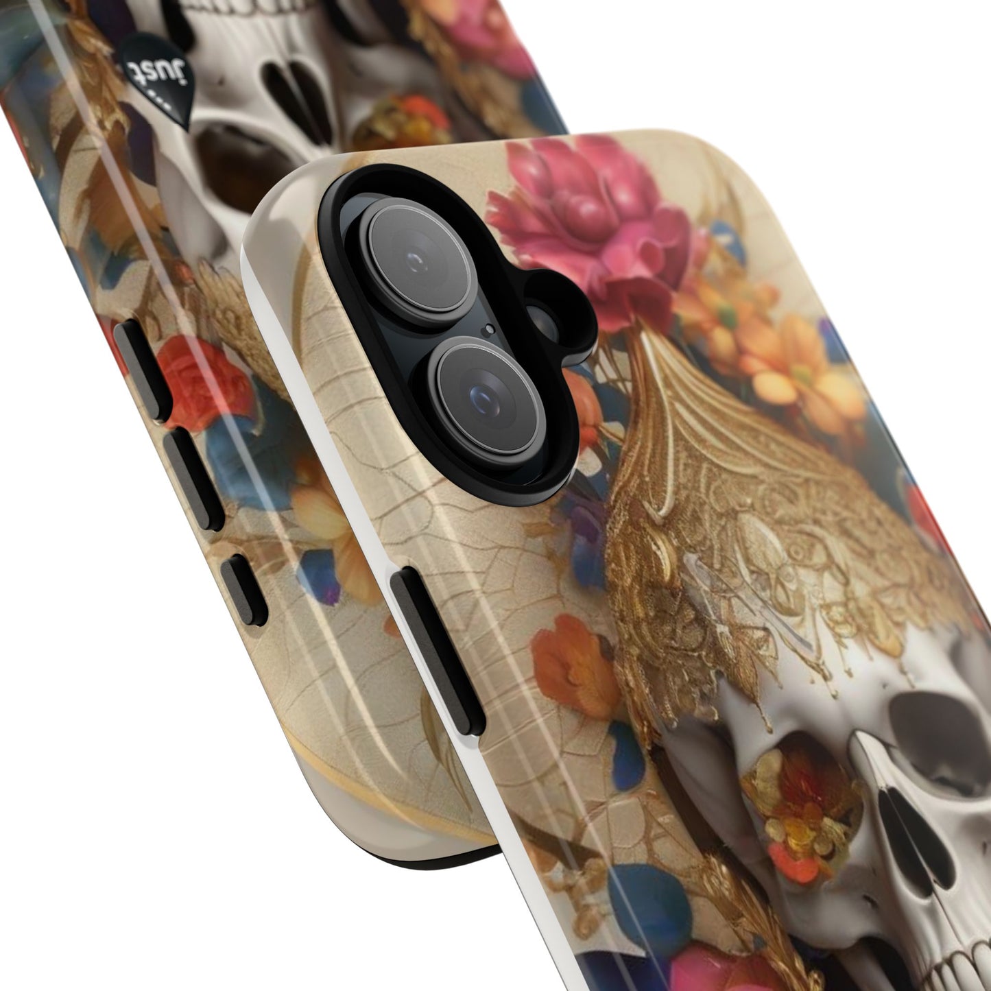Artistic Skull Phone Case with Floral Design by "JUST DRIP" - Tough Cases(contact is we don't have you phone)