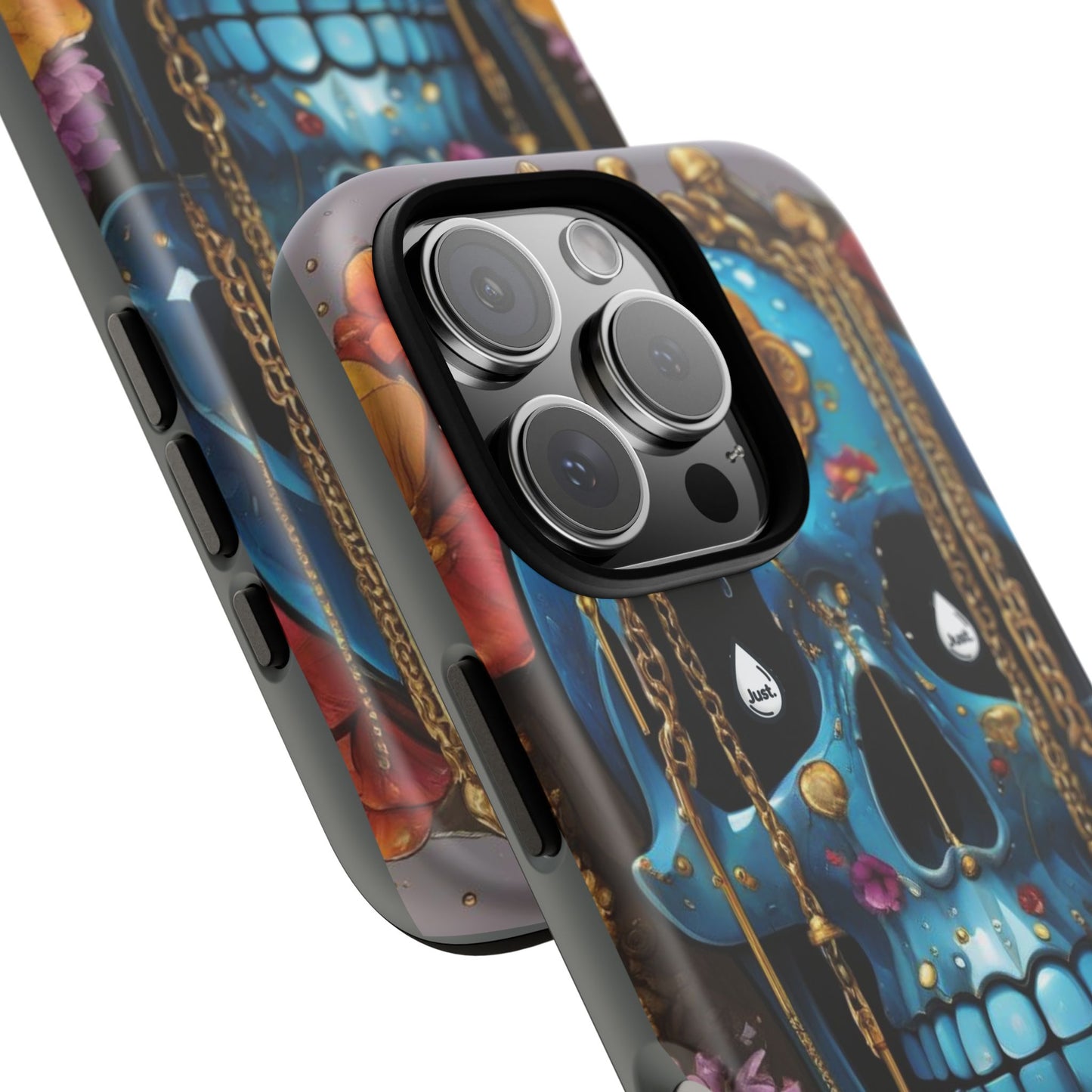 Skull with flower intergraded design by "JUST DRIP" Tough & Stylish Protective Cover/limited time only!!