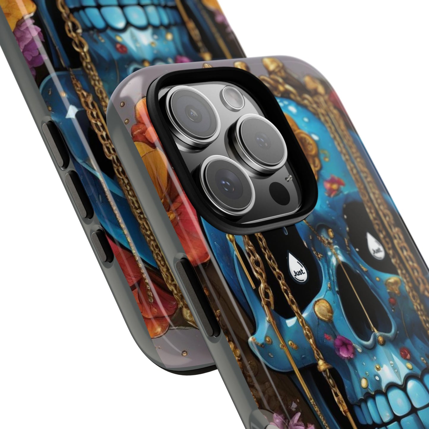 Skull with flower intergraded design by "JUST DRIP" Tough & Stylish Protective Cover/limited time only!!