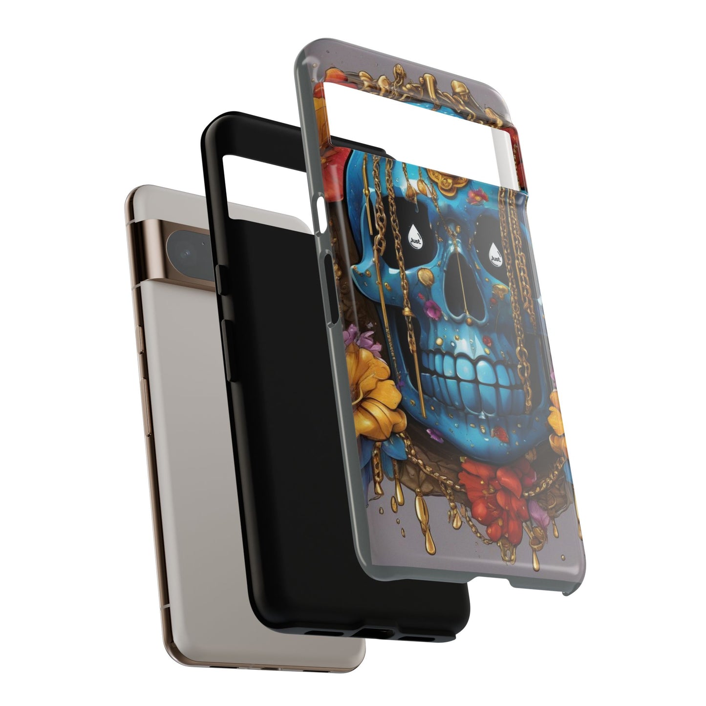 Skull with flower intergraded design by "JUST DRIP" Tough & Stylish Protective Cover/limited time only!!