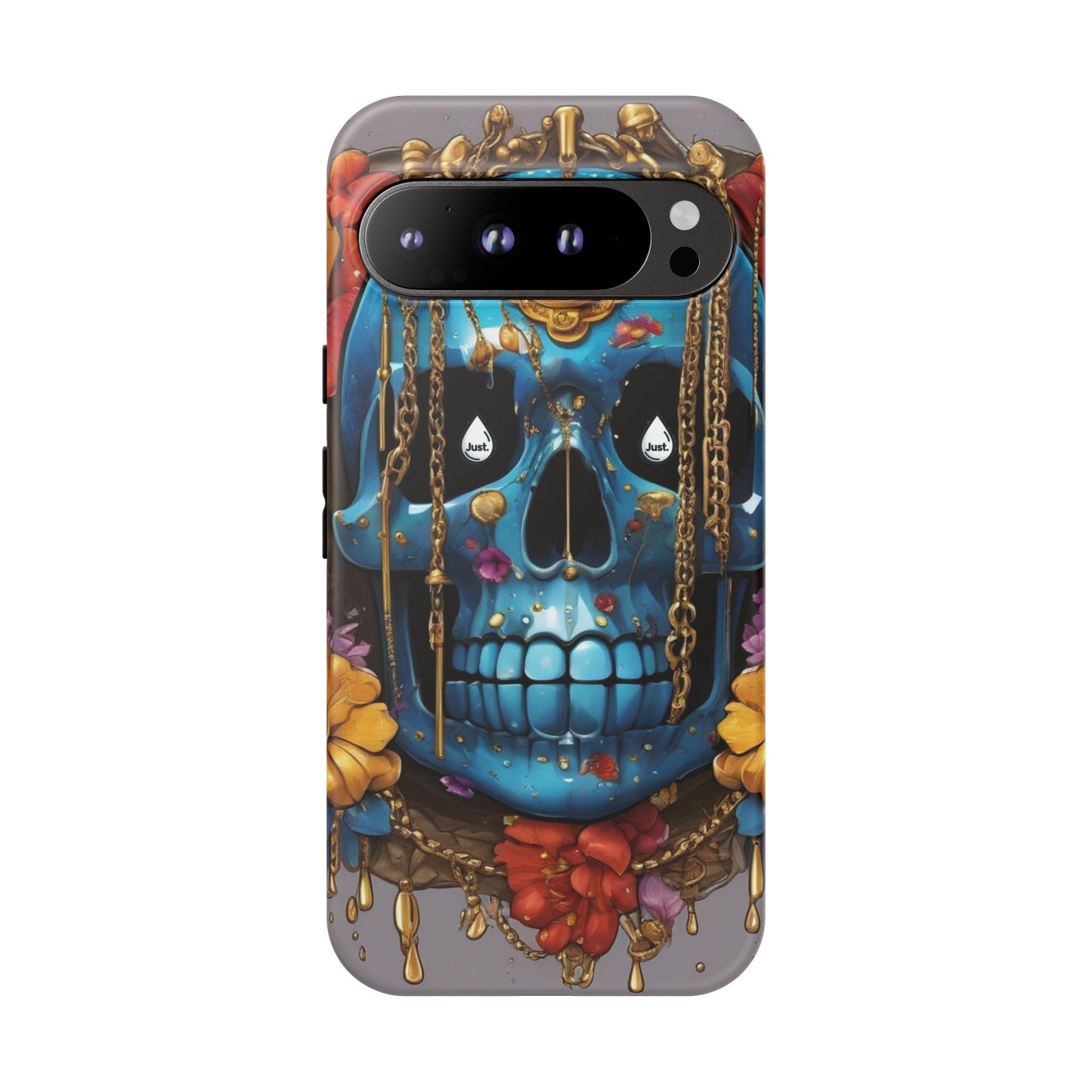 Skull with flower intergraded design by "JUST DRIP" Tough & Stylish Protective Cover/limited time only!!