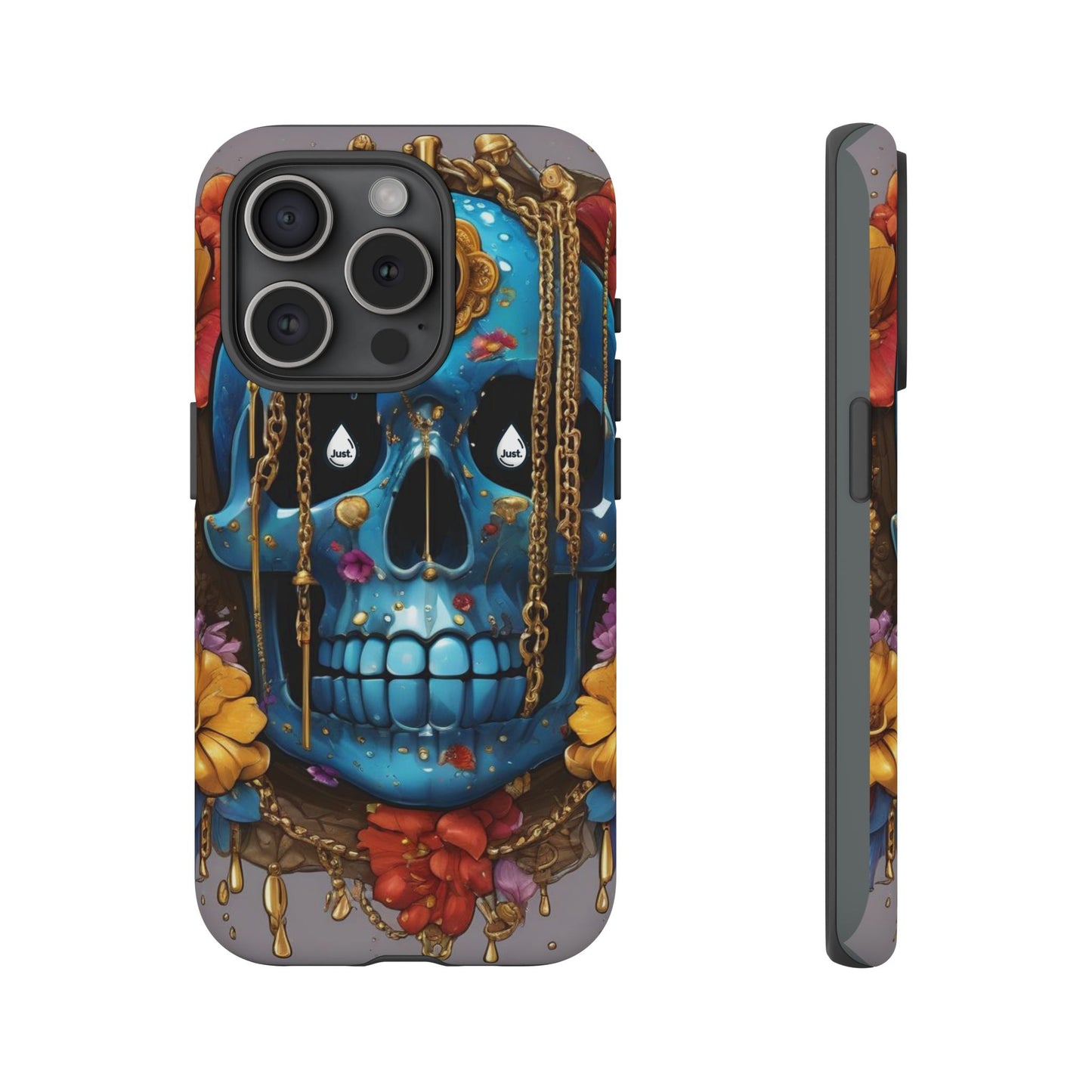 Skull with flower intergraded design by "JUST DRIP" Tough & Stylish Protective Cover/limited time only!!