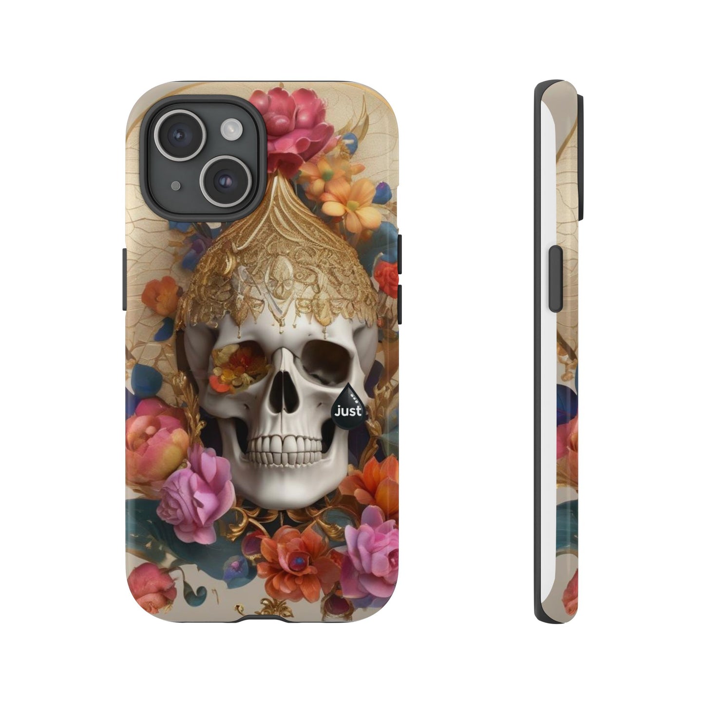 Artistic Skull Phone Case with Floral Design by "JUST DRIP" - Tough Cases(contact is we don't have you phone)