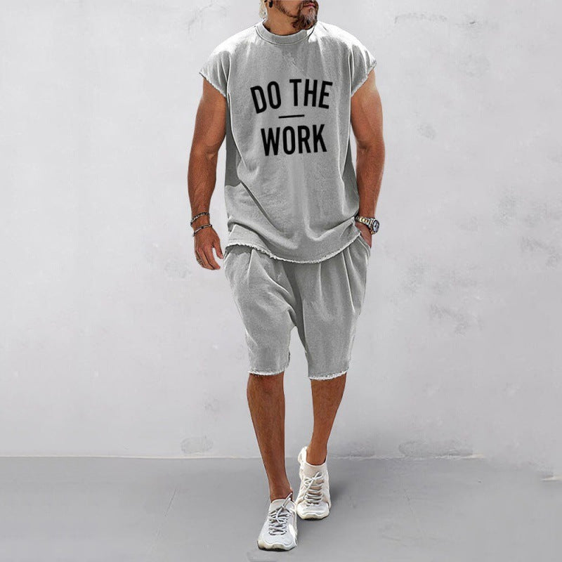 American Letters 3D Printing Suit Men's Round Neck