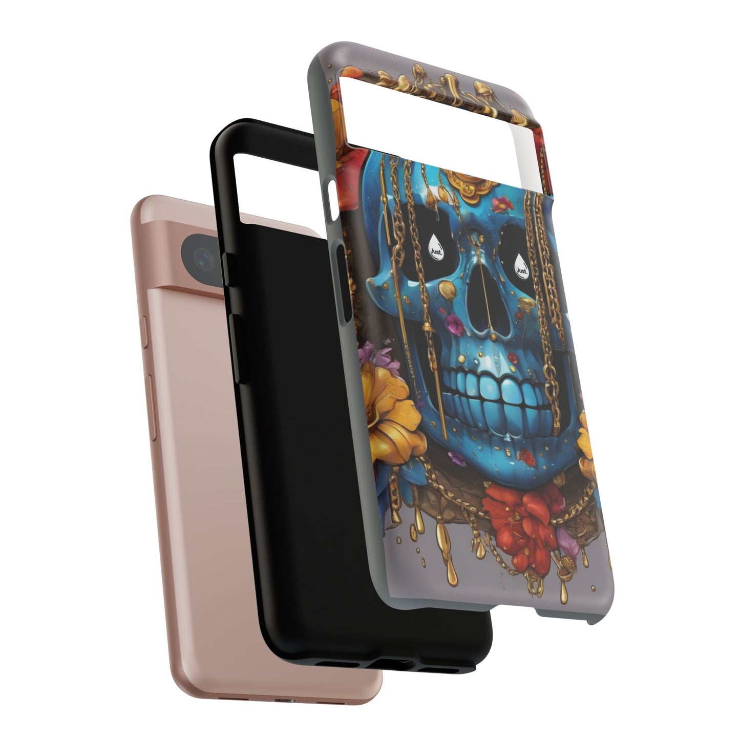 Skull with flower intergraded design by "JUST DRIP" Tough & Stylish Protective Cover/limited time only!!