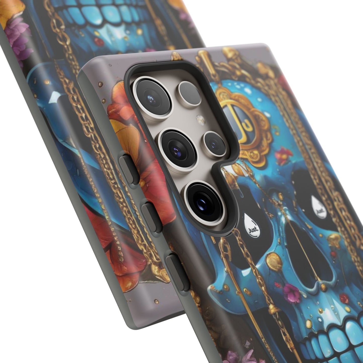 Skull with flower intergraded design by "JUST DRIP" Tough & Stylish Protective Cover/limited time only!!