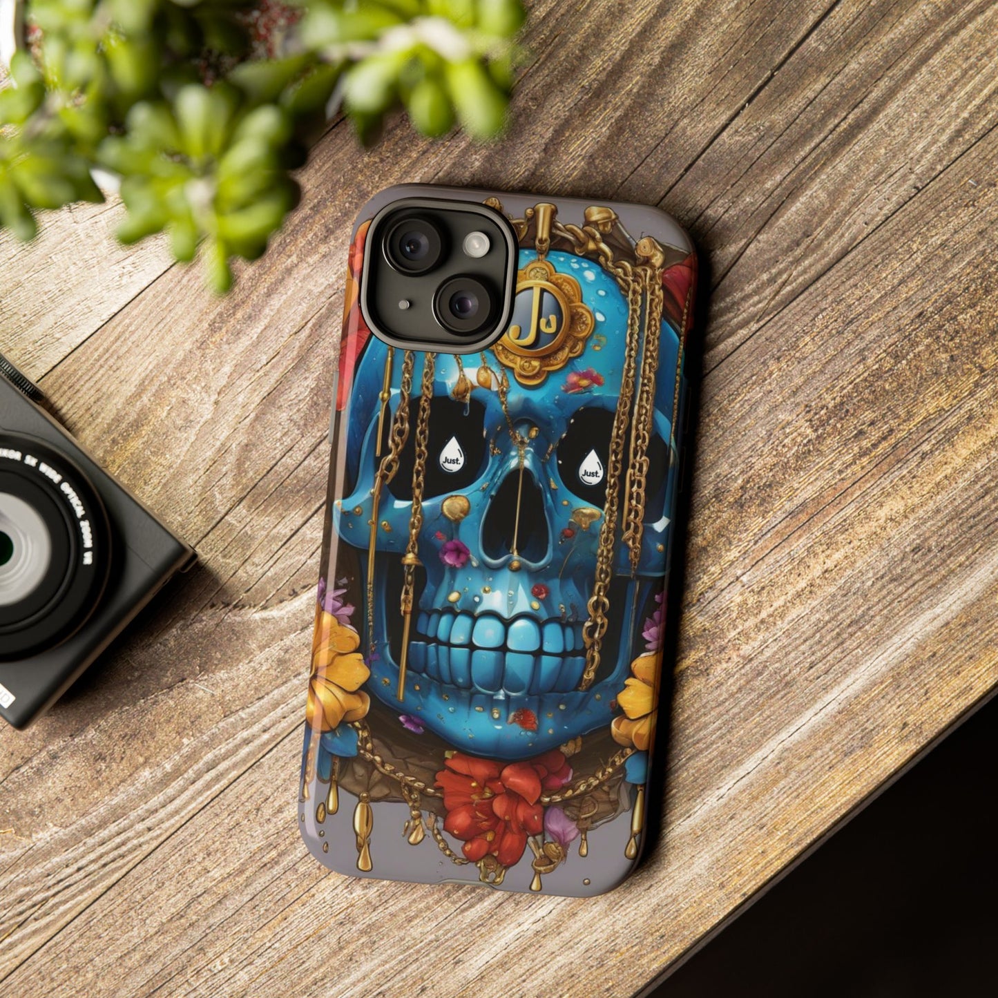 Skull with flower intergraded design by "JUST DRIP" Tough & Stylish Protective Cover/limited time only!!