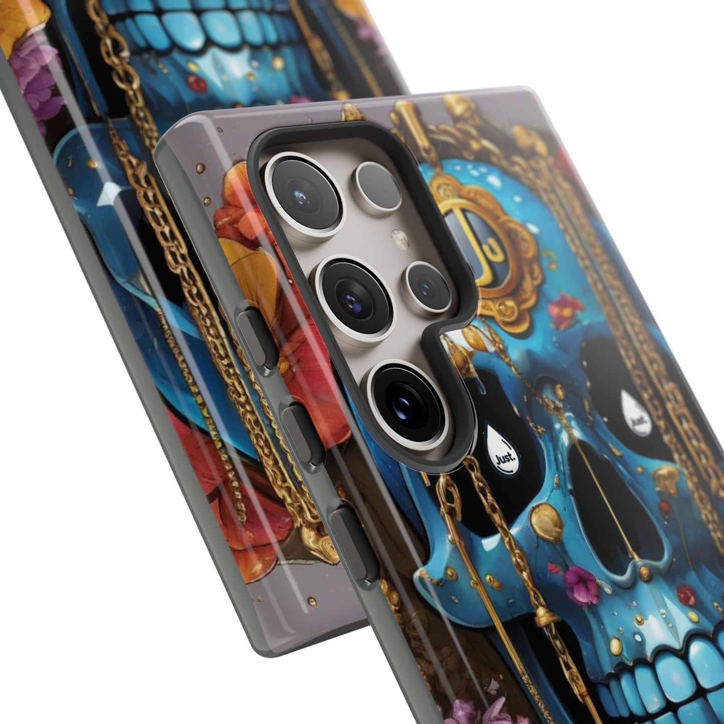 Skull with flower intergraded design by "JUST DRIP" Tough & Stylish Protective Cover/limited time only!!