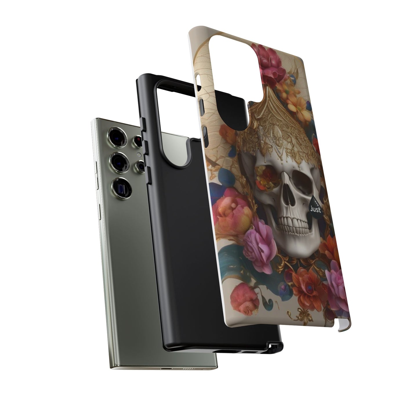 Artistic Skull Phone Case with Floral Design by "JUST DRIP" - Tough Cases(contact is we don't have you phone)