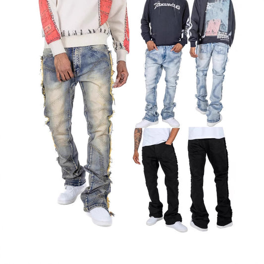 Pantalones vaqueros bordados ligeramente elásticos para hombre