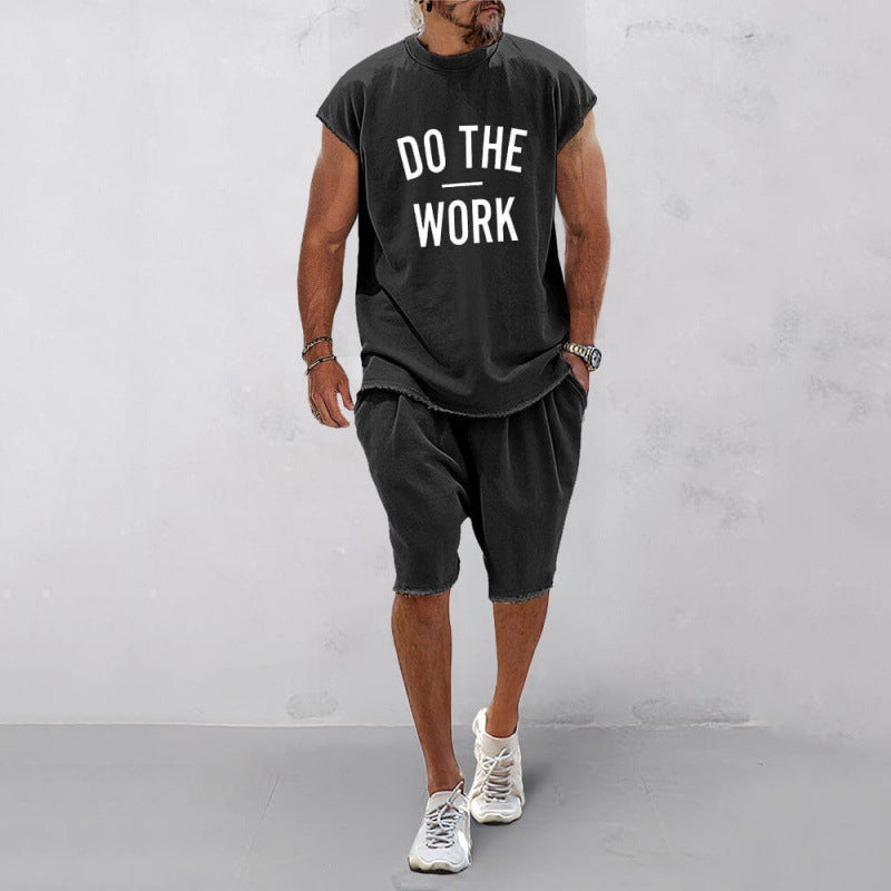American Letters 3D Printing Suit Men's Round Neck
